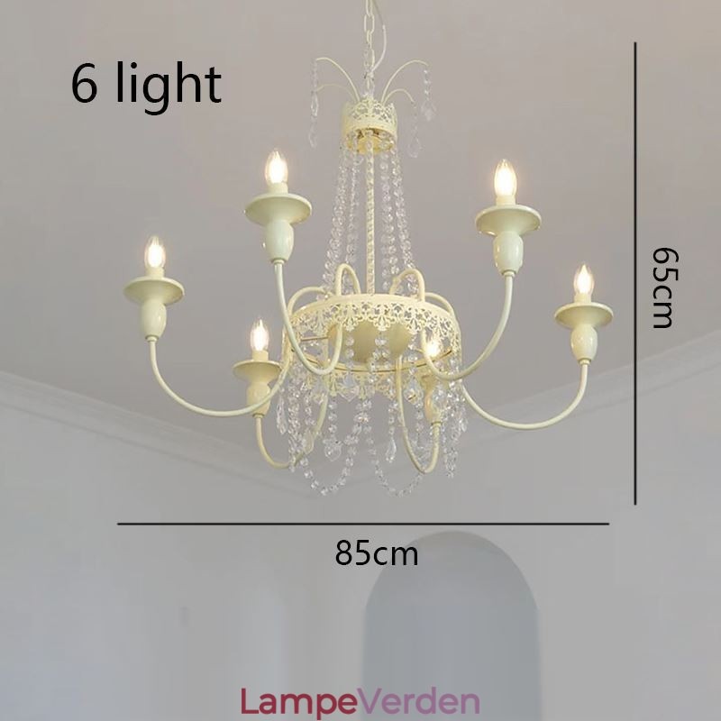 Nordisk Krystal Lysekrone Paint Craft Cream Loftslampe