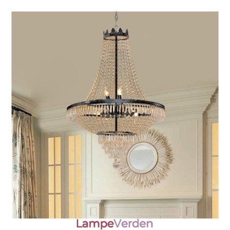 Klassisk krystal lysekrone sort Empire stil pendel lys 9 lys Klassisk krystal lysekrone sort Empire stil pendel lys 9 lys