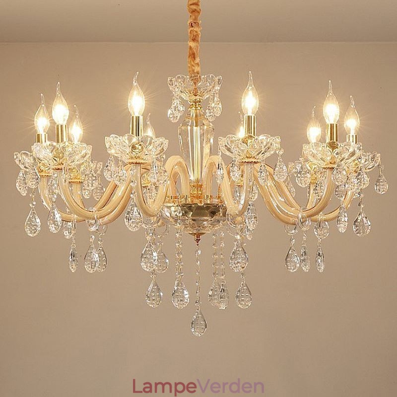 Elegant krystal lysekrone europæisk stil glas pendel lys