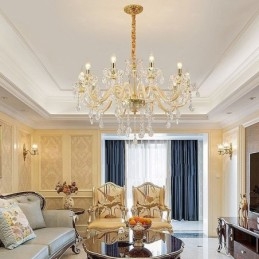Elegant krystal lysekrone europæisk stil glas pendel lys