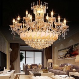 Stor luksus crystal lysekrone europæisk guld loftslampe