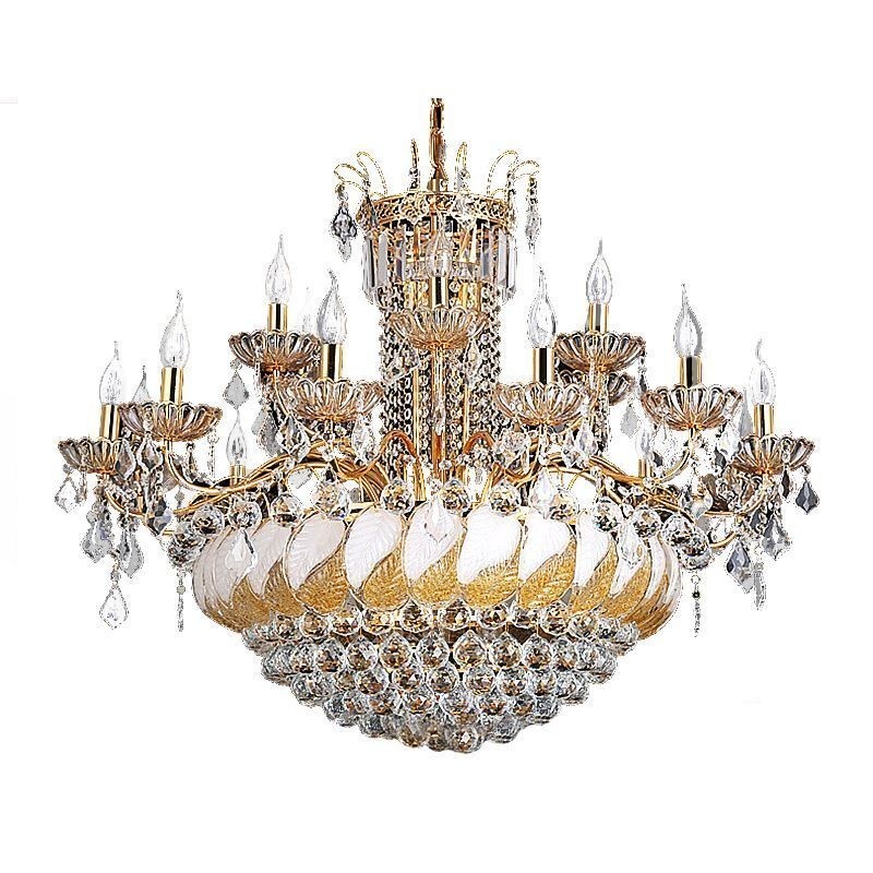 Stor luksus crystal lysekrone europæisk guld loftslampe