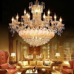 Stor luksus crystal lysekrone europæisk guld loftslampe
