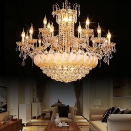 Stor luksus crystal lysekrone europæisk guld loftslampe