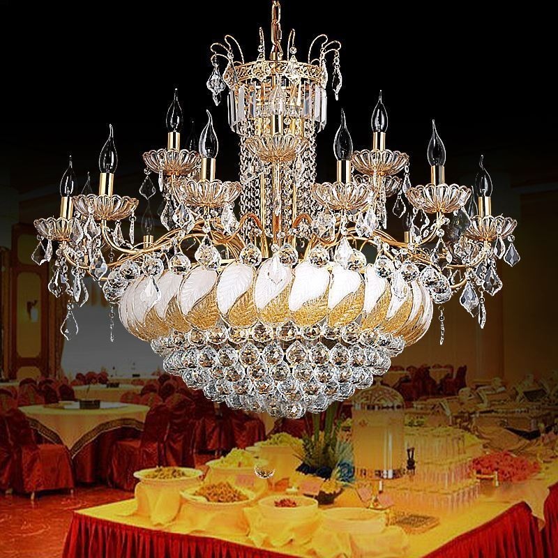 Stor luksus crystal lysekrone europæisk guld loftslampe