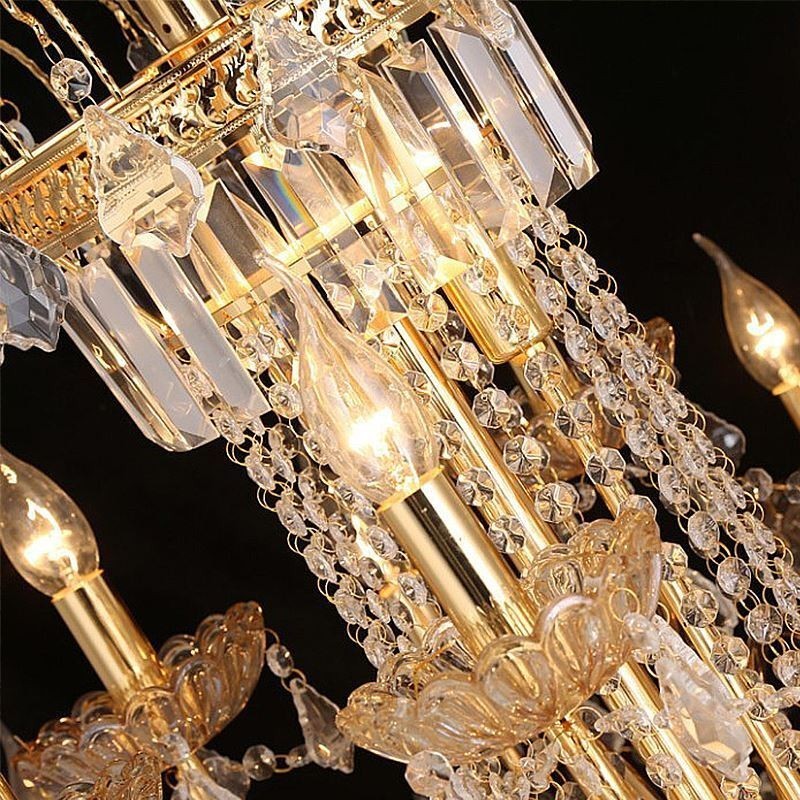 Stor luksus crystal lysekrone europæisk guld loftslampe