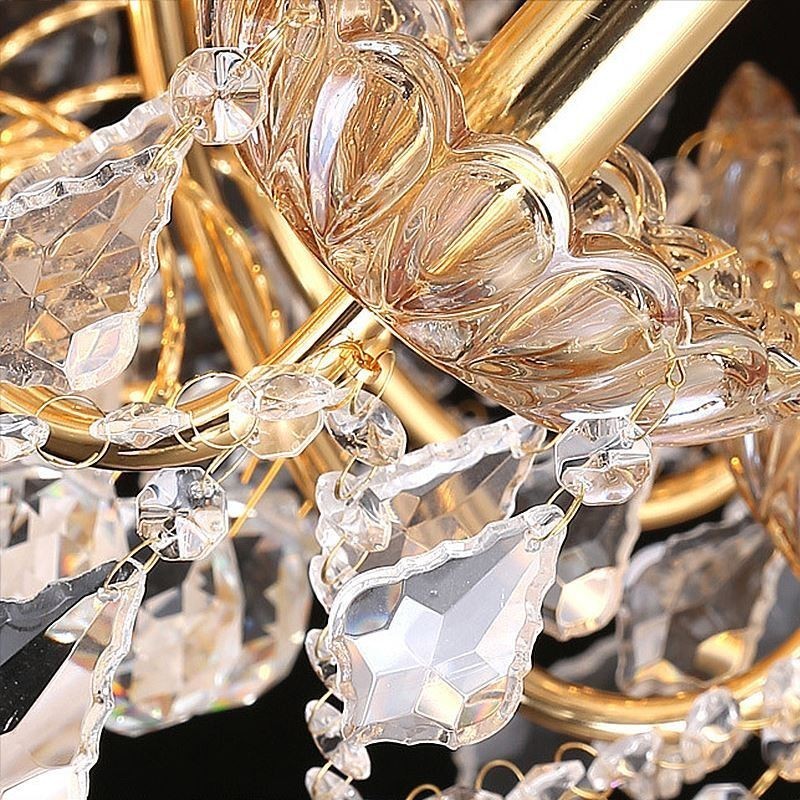 Stor luksus crystal lysekrone europæisk guld loftslampe
