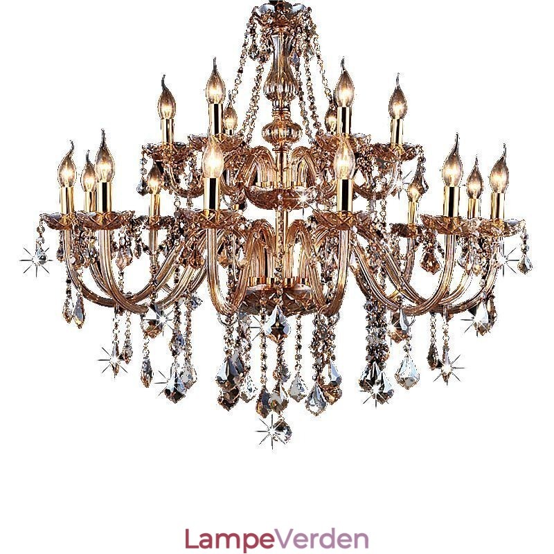 Europæisk krystal lysekrone Elegant stor pendel rav