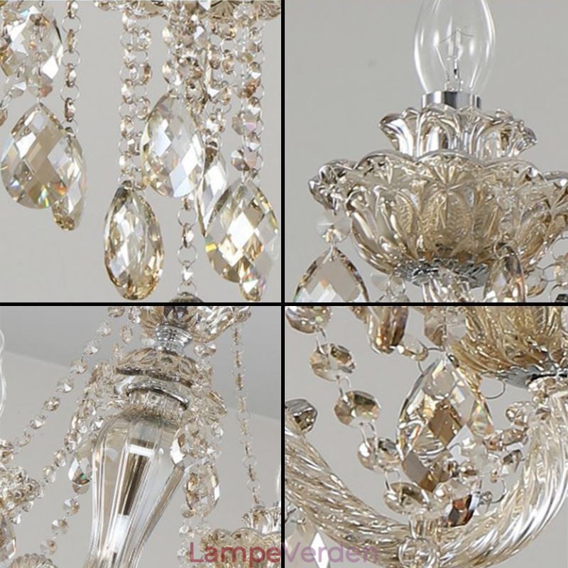 Krystal lysekrone Cognac Loftslys Luksus Europæisk