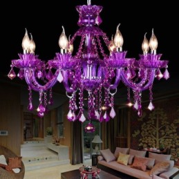 Elegant lilla krystal loftslys europæisk lysekrone