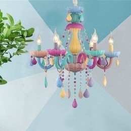 Europæisk farverig krystallysekrone Macaron pendel