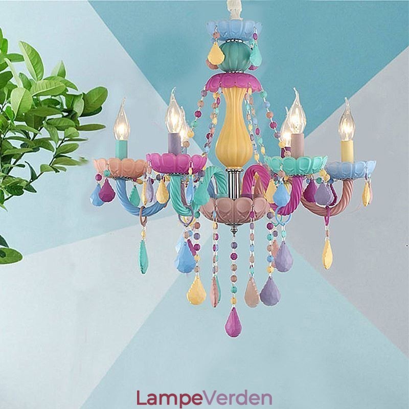 Europæisk farverig krystallysekrone Macaron pendel