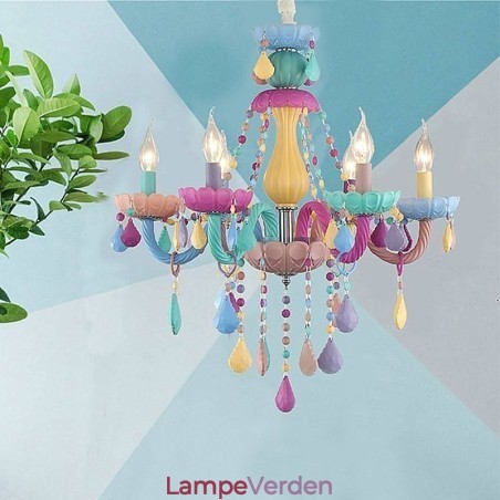 Europæisk farverig krystallysekrone Macaron pendel