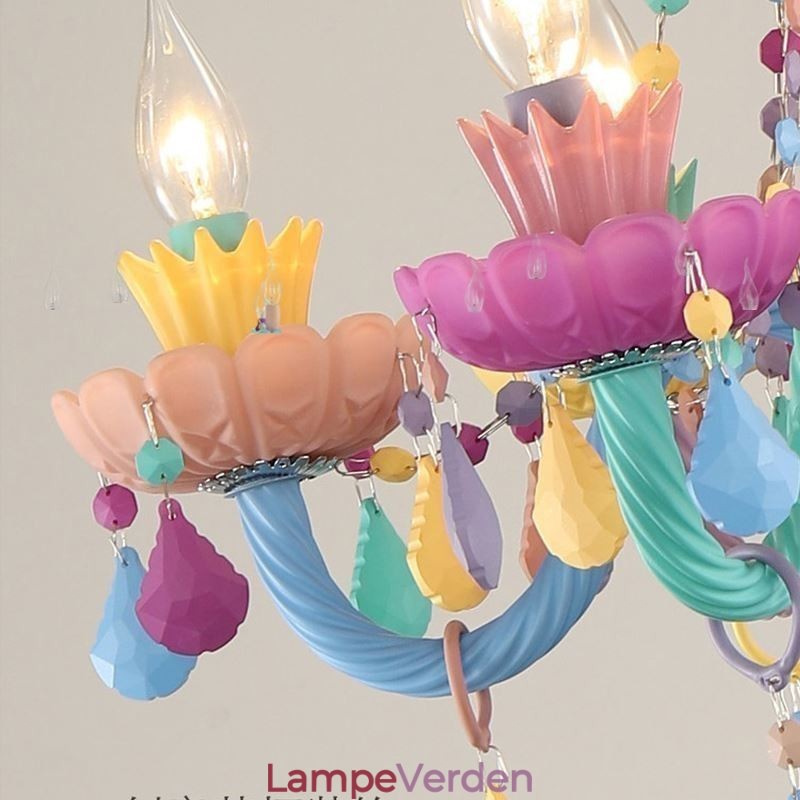 Europæisk farverig krystallysekrone Macaron pendel