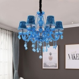 Europæisk stil blå krystal lysekrone Unik Pendel Light