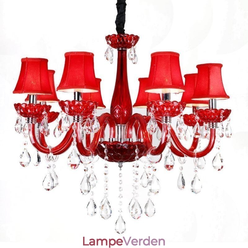 Moderne europæisk krystal lysekrone rød farve loftslampe
