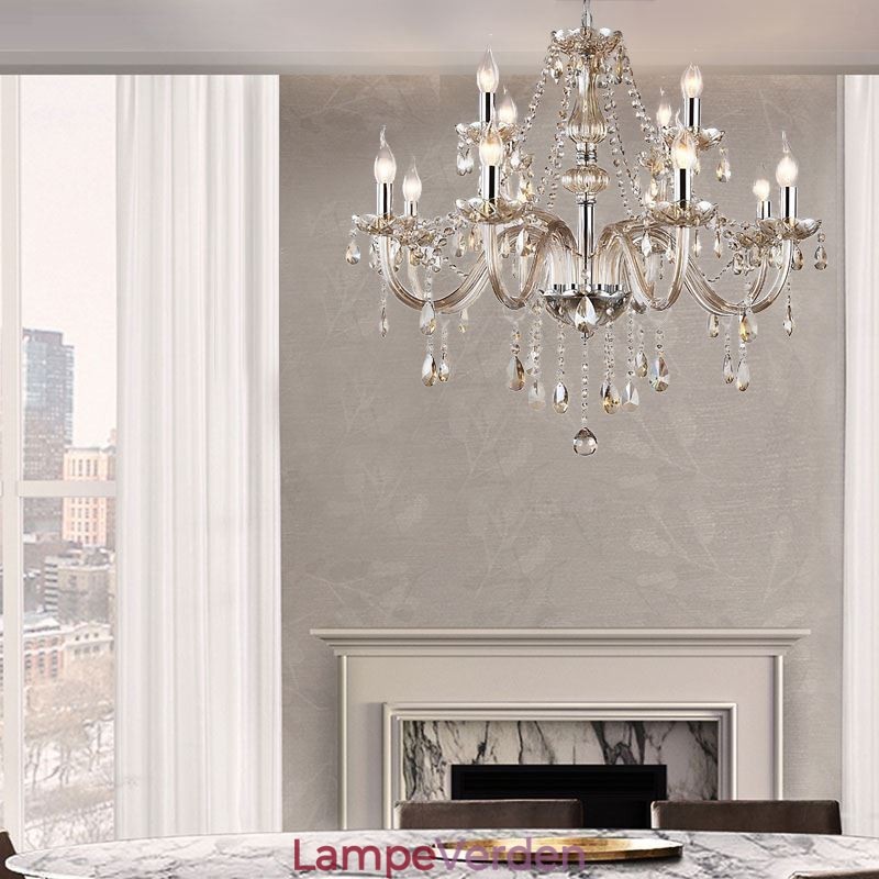 Stor krystal lysekrone Cognac europæisk loftslampe