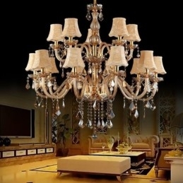 Stor luksus crystal lysekrone europæisk rav loftslampe