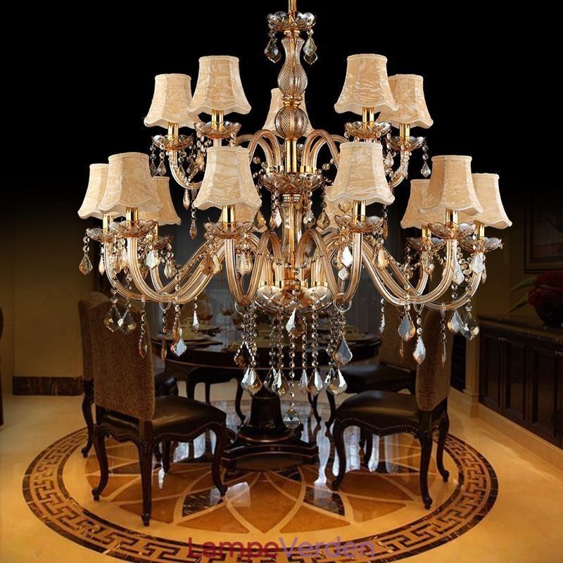 Stor luksus crystal lysekrone europæisk rav loftslampe