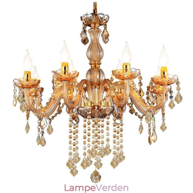 Europæisk krystal lysekrone Elegant rav pendel lys