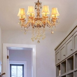 Europæisk krystal lysekrone Elegant rav pendel lys