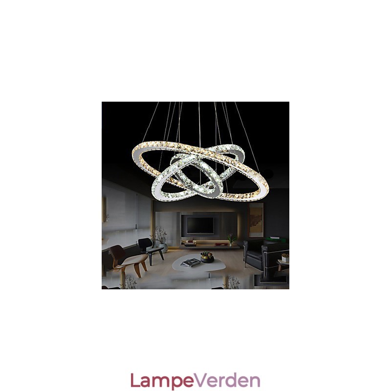 Pendellamper Amber og Clear K9 Crystal Chandelier Lights Belysning med 3 ring