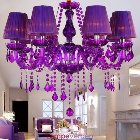 Elegant krystal lysekrone europæisk stil lilla pendellampe Elegant krystal lysekrone europæisk stil lilla pendellampe