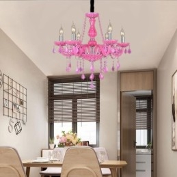Europæisk stil Krystal lysekrone Pink Pendel Light Romantisk