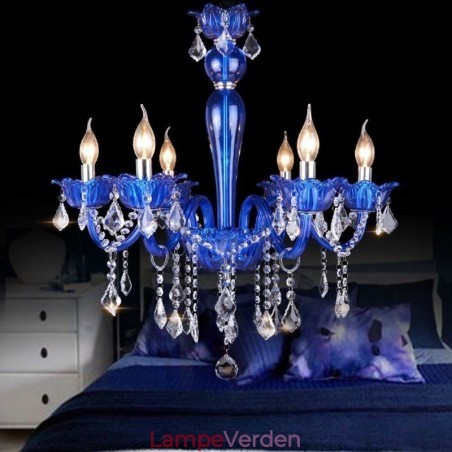 Europæisk stil krystal lysekrone blå krystal glas pendel lys Europæisk stil krystal lysekrone blå krystal glas pendel lys