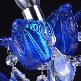 Europæisk stil krystal lysekrone blå krystal glas pendel lys