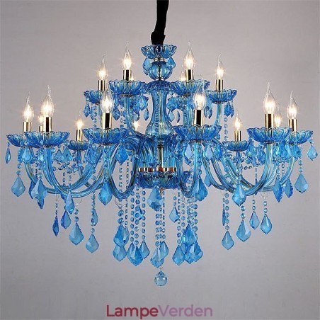 Elegant krystal lysekrone europæisk blå pendel Elegant krystal lysekrone europæisk blå pendel