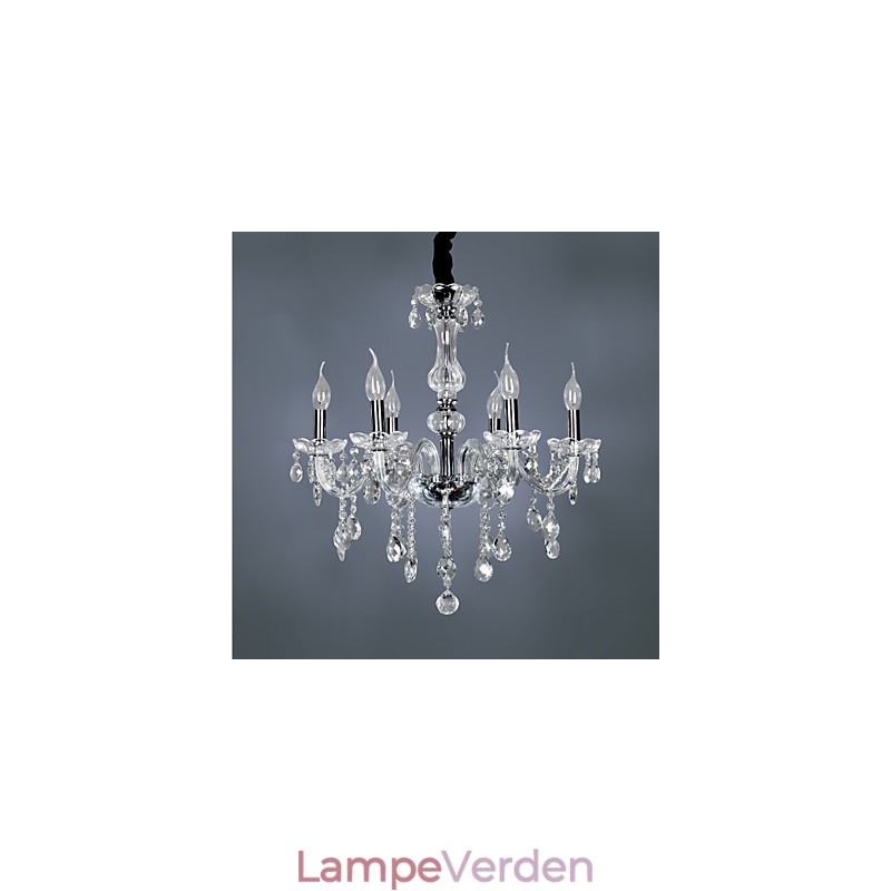 Elegant krytal lysekrone med 6 lys
