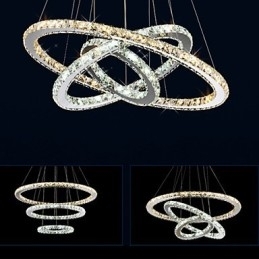 Pendellamper Amber og Clear K9 Crystal Chandelier Lights Belysning med 3 ring