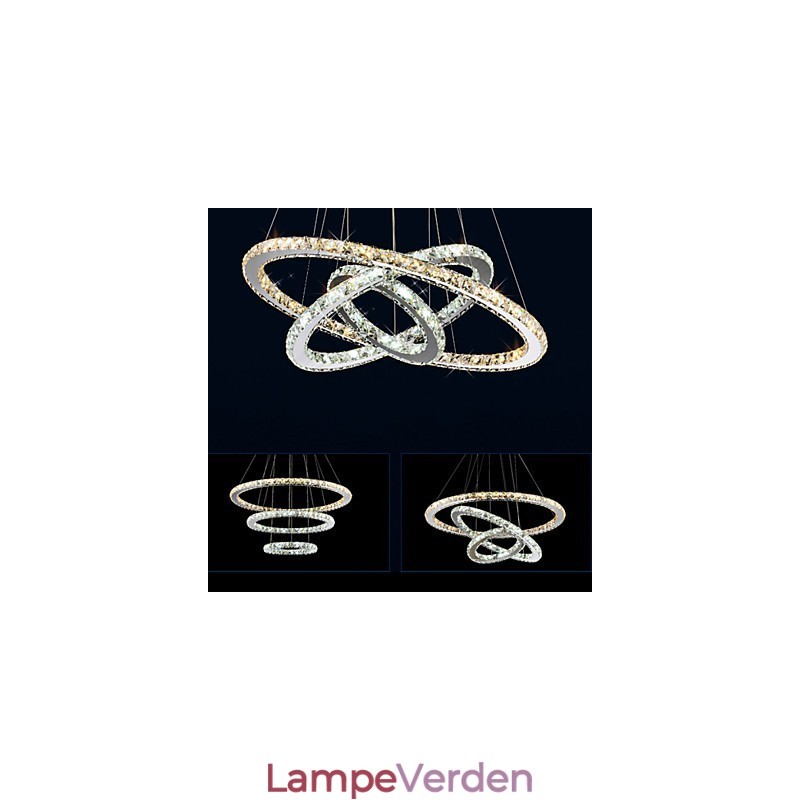 Pendellamper Amber og Clear K9 Crystal Chandelier Lights Belysning med 3 ring