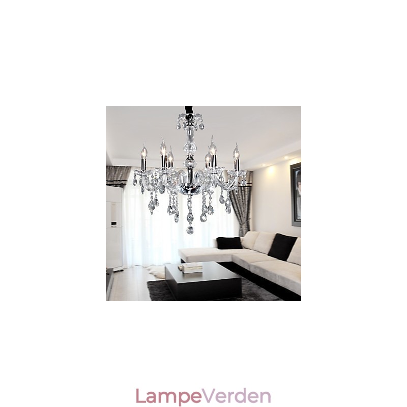 Elegant krytal lysekrone med 6 lys