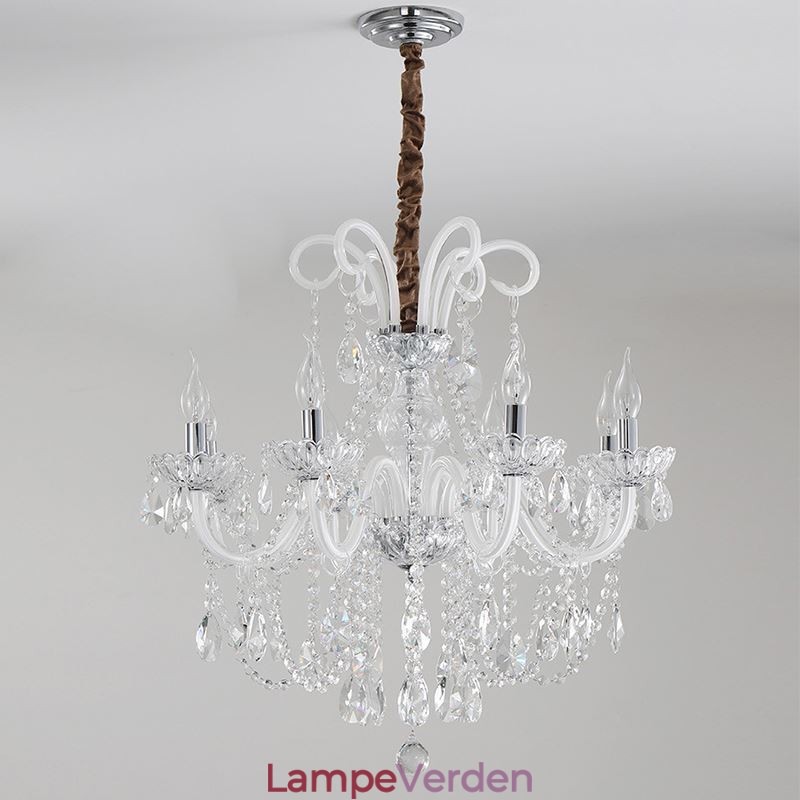 Elegant crystal lysekrone europæisk hvid farve pendel lys