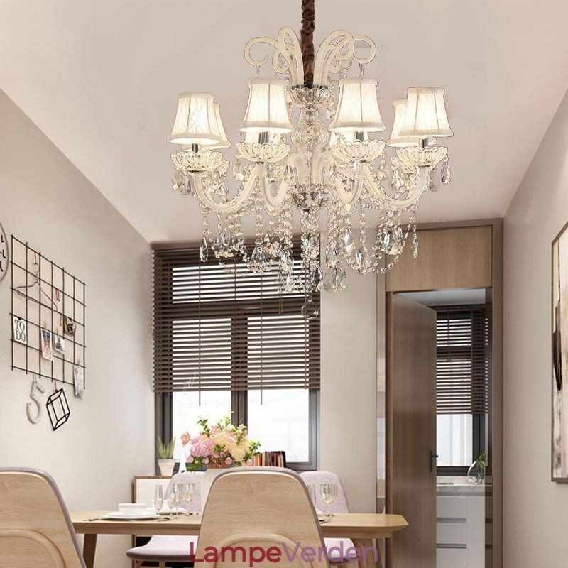 Elegant crystal lysekrone europæisk hvid farve pendel lys
