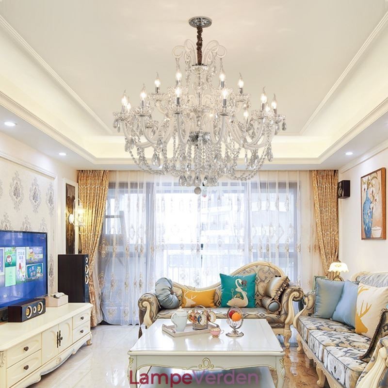 Elegant crystal lysekrone europæisk hvid farve pendel lys