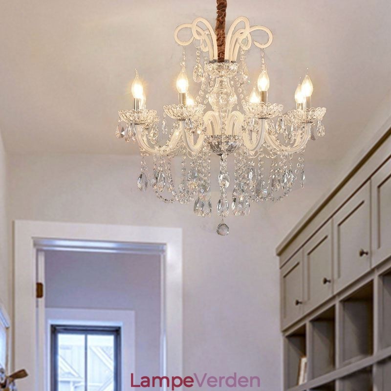 Elegant crystal lysekrone europæisk hvid farve pendel lys