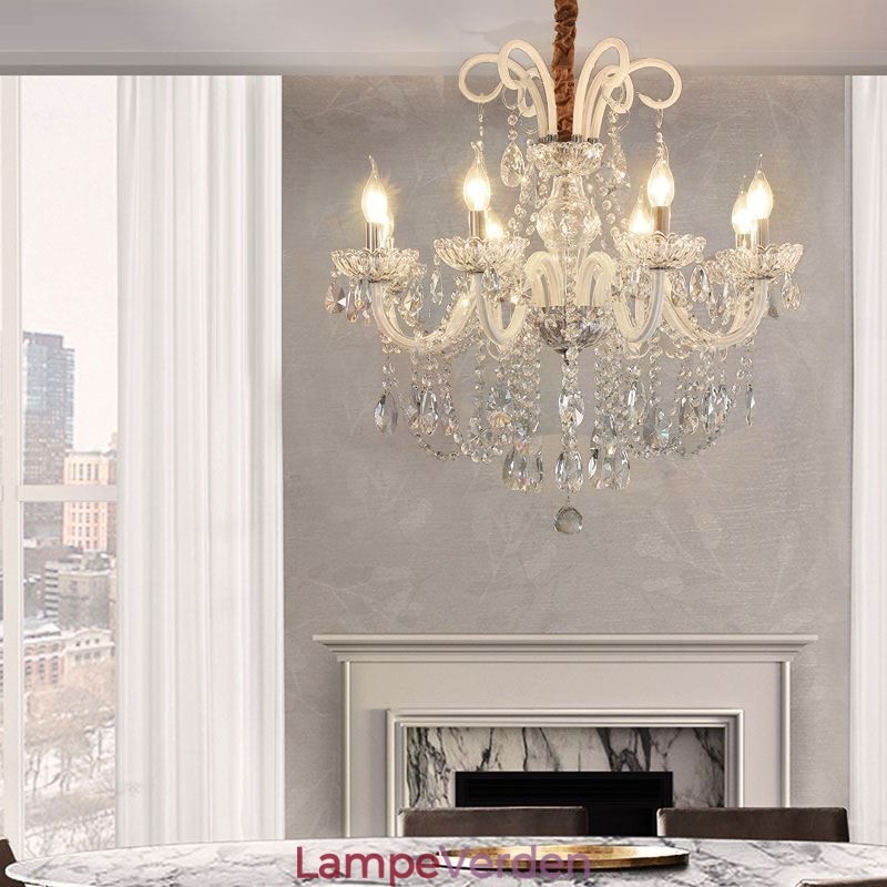 Elegant crystal lysekrone europæisk hvid farve pendel lys