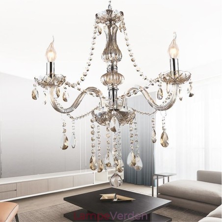 Krystal lysekrone europæisk cognac farve glas pendel lys Krystal lysekrone europæisk cognac farve glas pendel lys