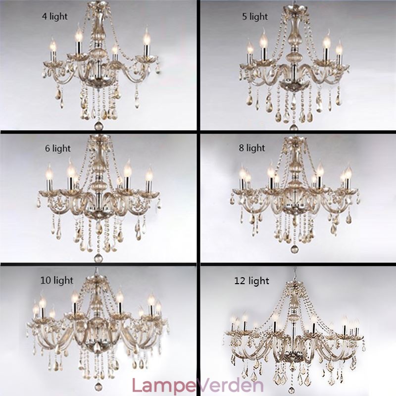 Krystal lysekrone europæisk cognac farve glas pendel lys