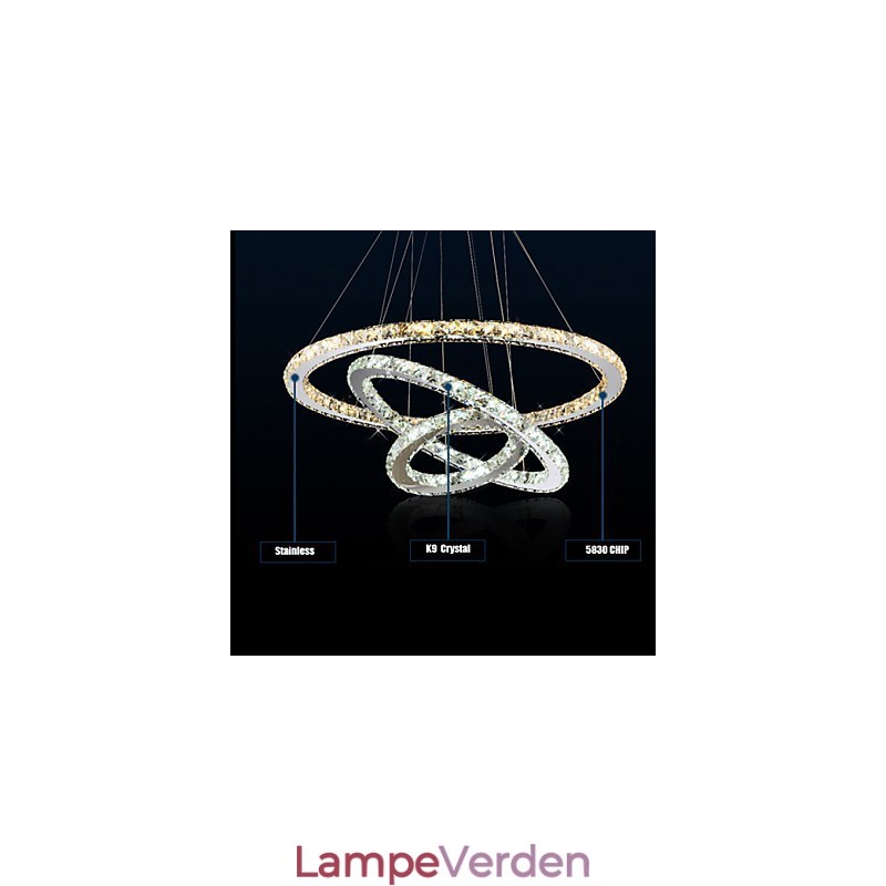 Pendellamper Amber og Clear K9 Crystal Chandelier Lights Belysning med 3 ring