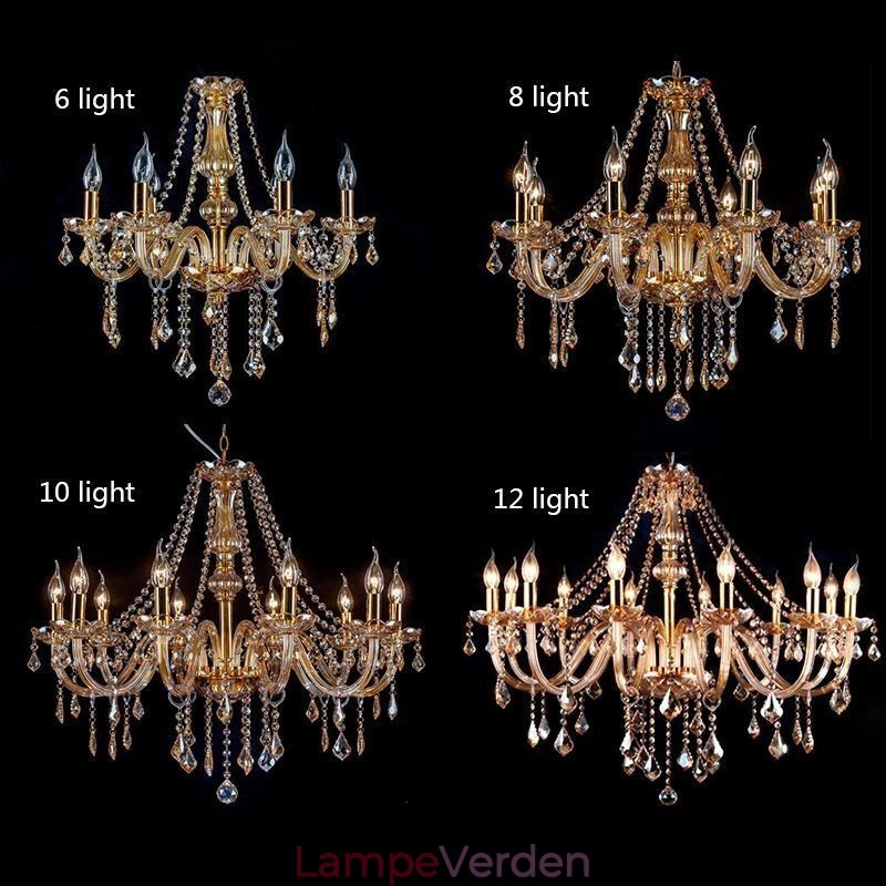Europæisk krystal lysekrone luksus ravfarve pendel lys