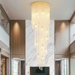 Moderne krystal lysekrone luksus trappe krystal loftslampe med 19 lys