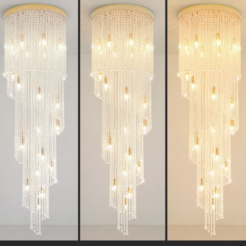 Moderne krystal lysekrone luksus trappe krystal loftslampe med 19 lys