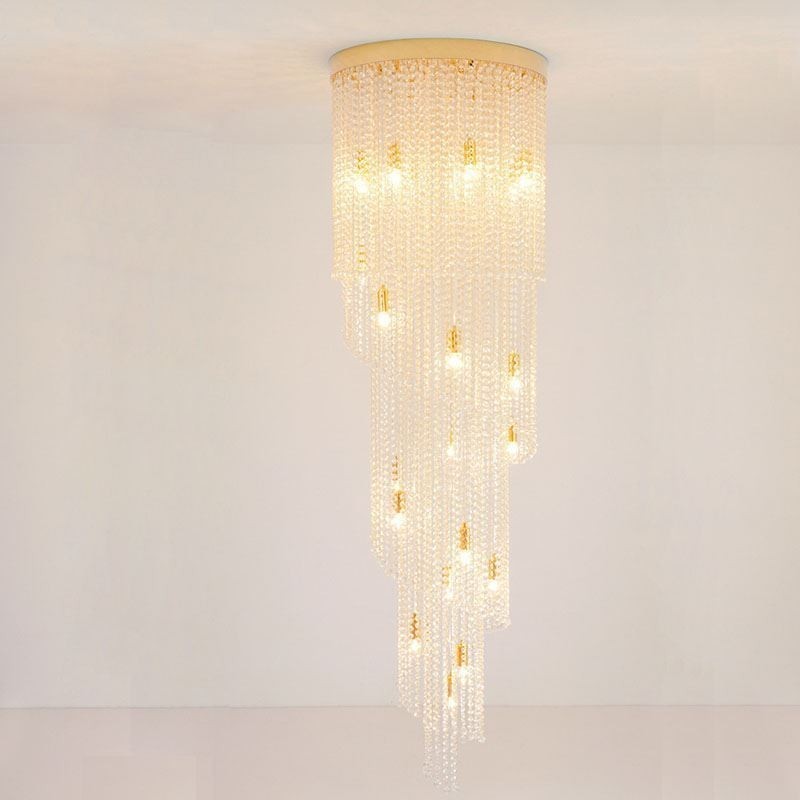 Moderne krystal lysekrone luksus trappe krystal loftslampe med 19 lys