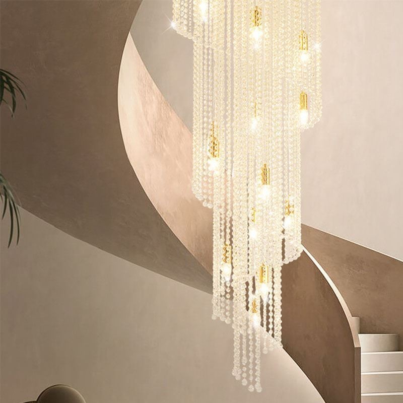 Moderne krystal lysekrone luksus trappe krystal loftslampe med 19 lys
