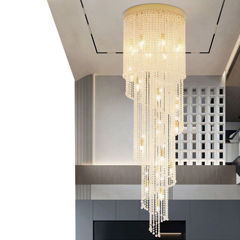 Moderne krystal lysekrone luksus trappe krystal loftslampe med 19 lys