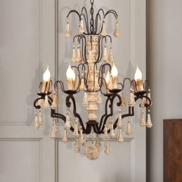 Retro stil træ pendel lys elegant lysekrone